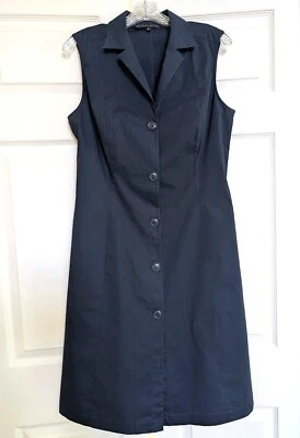 Antonio Melani Shirt Dress Womens 10 Sleeveless Cotton RN 58909 Minimalist Navy - Image 1 of 4