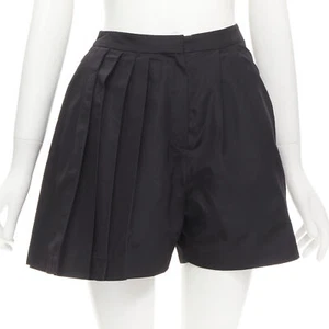 CHRISTIAN DIOR Raf Simons black silk asymmetrical pleated flared shorts FR34 XS - Picture 1 of 9