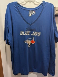 Toronto Blue Jays Women's 3XL Blue V Neck Short Sleeve Shirt New - Picture 1 of 6