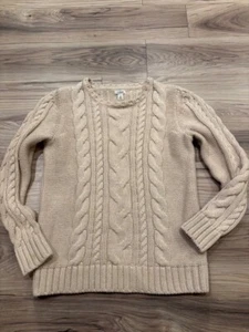 Women's L.L. Bean Chunky Fisherman Cable Knit Ivory Sweater SIze Medium ID517898 - Picture 1 of 6