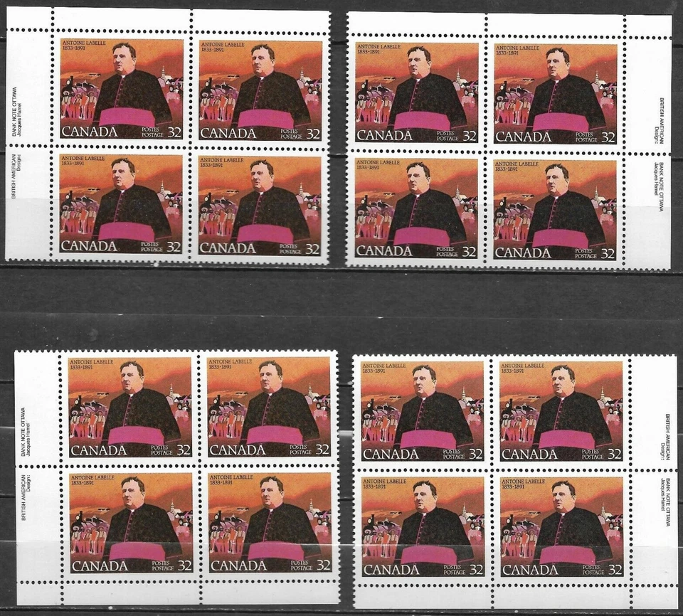 pk97873:Stamps-Canada #998 Antoine LaBelle 32 cent Plate Block Set- MNH - Image 1 of 1