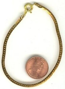 3 VINTAGE BRASS HERRINGBONE POLISHED CHAIN 7 INCH BRACELETS T562 - Picture 1 of 1