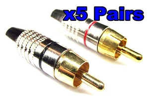 From OZ Quality 5 PAIRS RCA Male Solder Audio Connector Plug Jack + FREE POST! - Bild 1 von 5