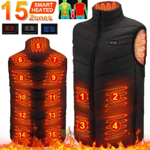 15 Fast Heating Zones - Heated Vest Winter Body Warm Electric USB Jacket Heating - Picture 1 of 34