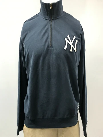 New York Yankees 1/4 Zip Pullover Sweatshirt Men's Size L, 2XL, '47 Navy Blue Cover
