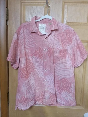 Tasso Elba Island Shirt Mens Sz XL Silk Linen Button Up Short Sleeve Woven - Imagem 1 de 4