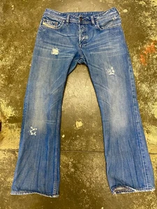 Vintage Diesel Zathan Jeans 33x32 Italy 2003 Y2K Distressed Button Fly EUC - Picture 1 of 12