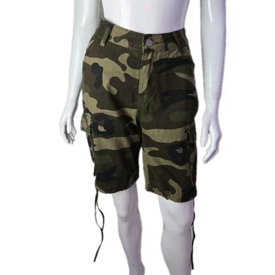 Pantalones cortos cargo camuflados de cintura alta para mujer talla: s Foto 1 de 4