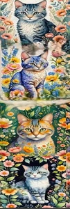 4 CATS and FLOWERS,DOG,CAT,BIRDS,FAIRIES-UNIQUE BOOKMARK- comes with tassel - Picture 1 of 1