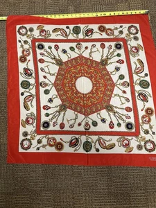 Hermes Scarf Womens Silk Square Geometric Watch Chain Print 35x35 France - Picture 1 of 6