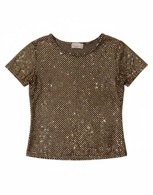 VINTAGE Womens Blouse Top UK 14 Medium Gold Polyester AP04 - Image 1 of 4