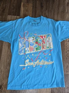 Vintage Fiesta San Antonio Grafik T-Shirt blau Einzelnaht (fällt aus wie Large) - Bild 1 von 6
