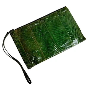 Vintage 60s Faux Snake Clutch Wristlet – Green Talon Zipper Bag 12" - Picture 1 of 10