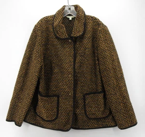 Orvis Jacke Damen groß braun strukturiert Chore Blazer Mantel Kunst-Wildleder-Besatz Druckknopf - Bild 1 von 10