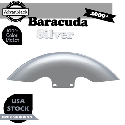Barracuda Silver Holeshot Performance 19" Short Front Fender Fits 2009+ Harley - Image 1 of 4