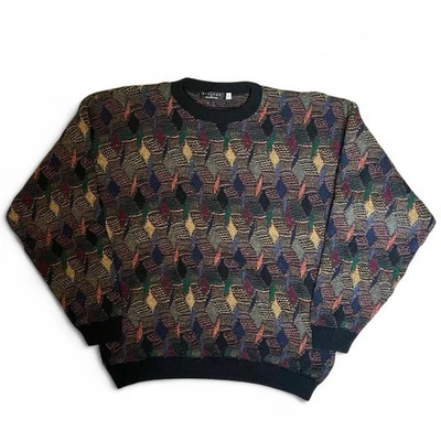 VTG 90s Protege Collection 3D Knit Multicolor Sweater Made In USA Sz 3XL - Image 1 of 4