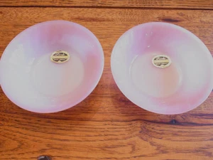 2 Vintage Fire King PINK SWIRL Fruit Berry Bowls: Unused with Original Labels - Picture 1 of 5