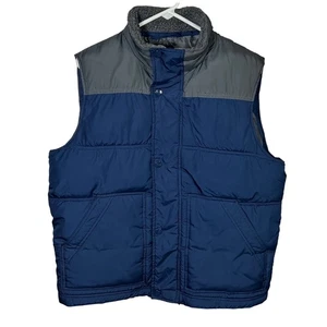 Arizona Jean Co. Puffer Vest Men's Large Blue Gray Full Zip Snap Sherpa Collar - Picture 1 of 12
