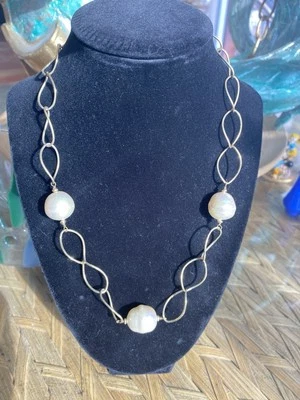 VTG ITALY Majorca Baroque Pearl & Sterling 925 Necklace - Image 1 of 3