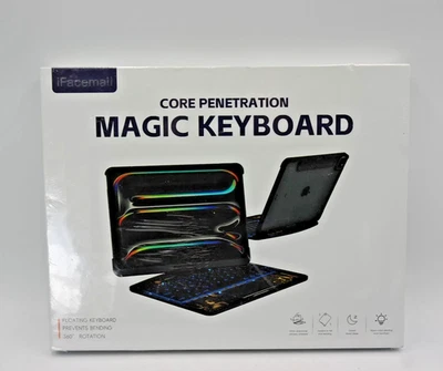 Magic Keyboard Style Case iFacemall 10.2" iPad 9 8 7 Gen Trackpad RGB Black New - Image 1 of 2