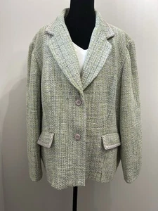 Pendleton Tweed Blazer Pastel Green Purple Trim Career Business Interview Jacket - Picture 1 of 8