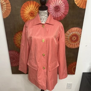 Isaac Mizrahi Live Peach/Pink Rain Coat Modern Classic Functional Chic Sz S - Picture 1 of 6