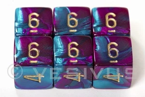 DICE Chessex GEMINI PURPLE/TEAL Six 6-Dice Set Swirl 6d6 26449 RPG Game - Picture 1 of 1