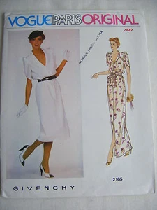GIVENCHY Vtg 80s Vogue Couturier Design Dress & Belt # 2165 ,NEVER CUT - Picture 1 of 5