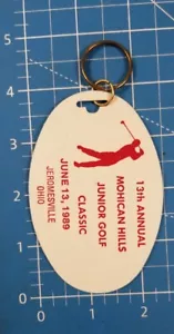 Portachiavi Pubblicità Vintage 1989 MOHICAN HILLS Junior Golf Jeromesville OH - Foto 1 di 2