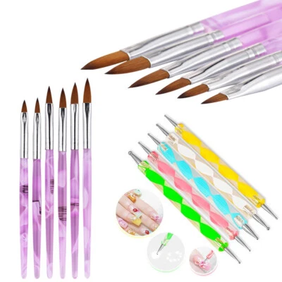 11PCS UV Gel Nail Art Design Set Dotting Painting Drawing Brush Pen Tools USA - Image 1 of 4