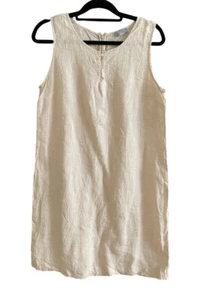 Kenar Women's Size 10 100% Linen Tan Brown Sleeveless Sheath Dress Knee Length - Picture 1 of 2