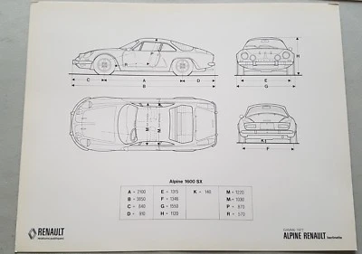 Alpine-Renault Berlinette 1600 SX '77 scheda tecnica originale depliant brochure - Immagine 1 di 2