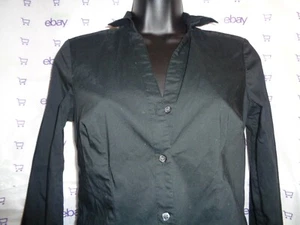 H&M women peplum BUTTON BLOUSE $68 black size 2R TOP long sleeve cuff - Picture 1 of 8