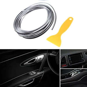 5M/16Ft Plata Automóvil Interior Estilo Tira de Moldeo Tira de Recorte Hágalo usted mismo Línea Decorativa - Imagen 1 de 8