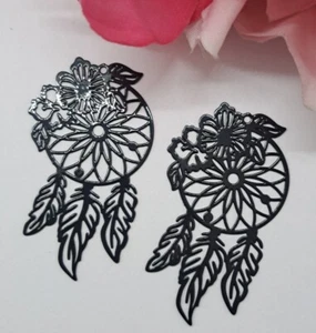 2er Set feine Metall Anhänger durchbrochen schwarz 4,5 x 2,6 cm, Traumfänger - Bild 1 von 1