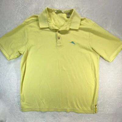 Camisa Polo Tommy Bahama Amarillo Mantequilla Mezcla Algodón Logo Delfín Informal Golf L Foto 1 de 4