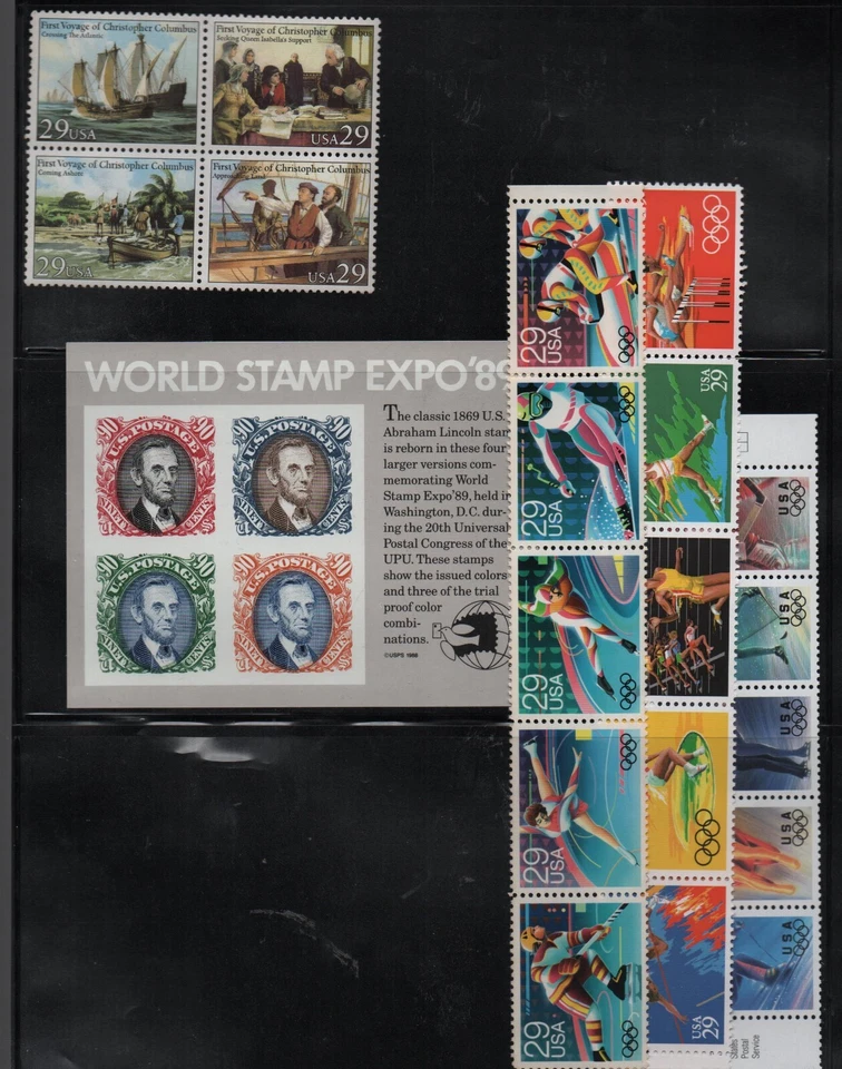 Usa: Lot of 5 complete sets in blocks and strip mint nh some values  US175 - Image 1 of 1