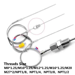 1100 degree K/PT100 Type Ungrounded 1mm-6mm/Threads Size M8*1.25/M10*1.25 - Picture 1 of 14