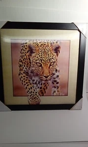 17 1/2" x 17 1/2" 3D 3 in 1 Leopard Hologram Framed Wall Art - Picture 1 of 5