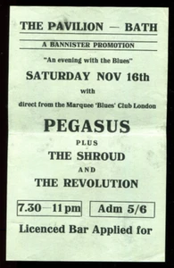 original UK 1963 Gig Flyer : PEGASUS / THE SHROUD / THE REVOLUTION - Imagen 1 de 2