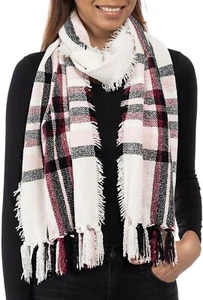 Style & Co Red and Black Stripe Solid Woven Chenille Soft Scarf - Picture 1 of 1