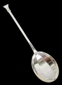 1925 JOSIAH WILLIAMS LONDON STERLING SILVER HAMMERED 7 1/4" GUMBO SOUP SPOON - Picture 1 of 4