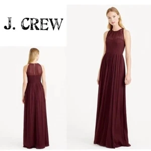 J. Crew Megan 100% Silk Chiffon Formal Gown SIZE 0 Maxi dress bridesmaid - Picture 1 of 17