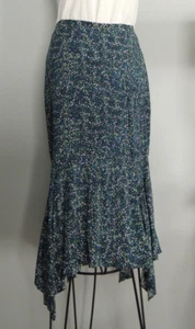 MAX STUDIO Midi Skirt NWT Size L Black Print Rayon Point Hem Back Elastic Waist - Picture 1 of 8