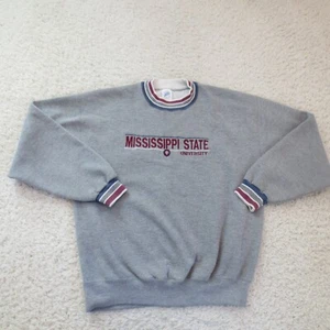 Mississippi State Bulldogs Sweatshirt Mens Large Gray Crewneck Sweater 90s USA - Picture 1 of 7