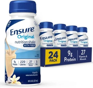 (24 Pack) Ensure Vanilla Nutrition Shake with Fiber, Meal Replacement, 8 Fl Oz - Picture 1 of 7