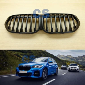 Fit BMW 20-21 X1 F48 F49 LCI Front Grille Single Slat Kidney Grill Matte Black - Picture 1 of 6