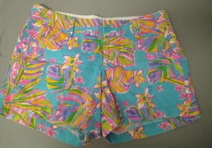 Lilly Pulitzer Callahan Strickshorts Größe 4 Taille 30 Zoll 5 Zoll Dobby meerblau - Bild 1 von 6