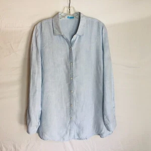 J. McLaughlin Damen blau 100% Leinen Knopfleiste LS Hemd Größe XL - Bild 1 von 4