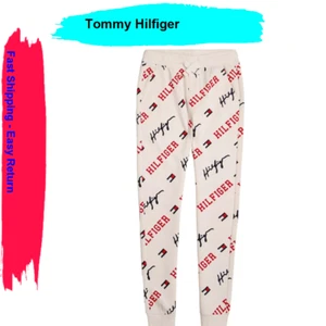 Tommy Hilfiger, Big Boys All-Over Hilfiger Print Joggers, Snow White, 7 - Picture 1 of 1